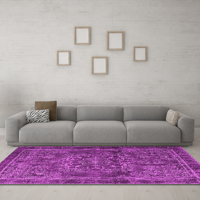 Machine Washable Persian Pink Traditional Rug in a Living Room, wshtr4320pnk