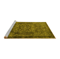 Sideview of Machine Washable Persian Yellow Traditional Rug, wshtr4320yw