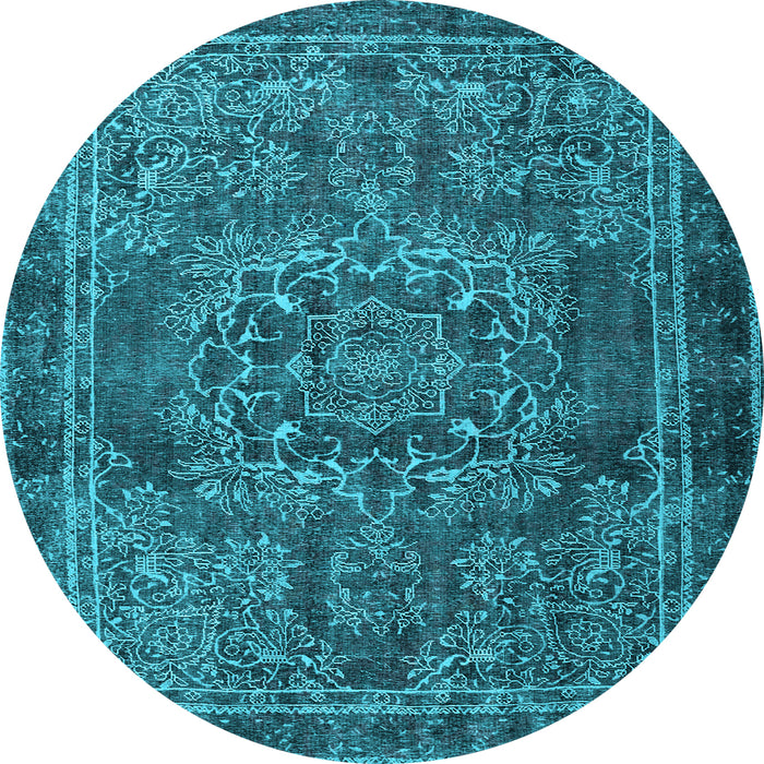 Round Machine Washable Persian Light Blue Traditional Rug, wshtr4320lblu