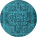 Round Machine Washable Persian Light Blue Traditional Rug, wshtr4320lblu