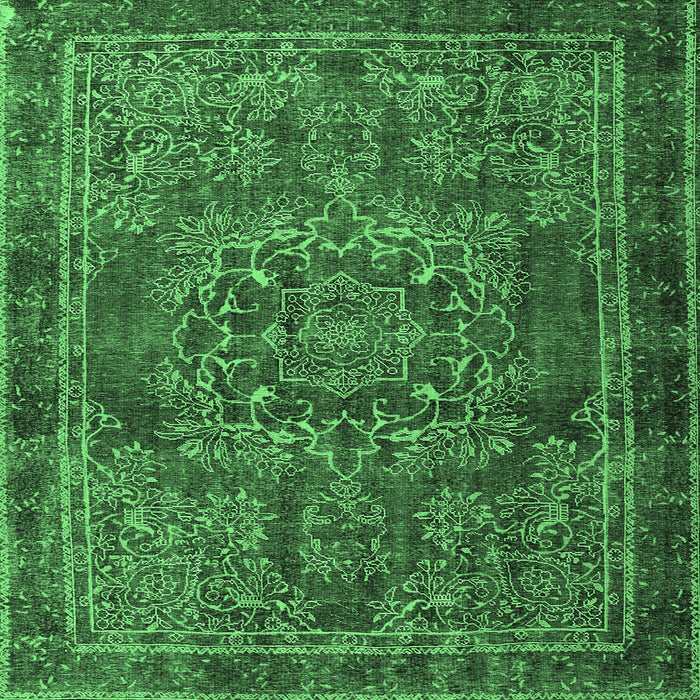 Square Persian Emerald Green Traditional Rug, tr4320emgrn