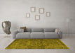 Machine Washable Persian Yellow Traditional Rug in a Living Room, wshtr4320yw