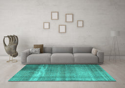 Machine Washable Persian Turquoise Traditional Area Rugs in a Living Room,, wshtr4321turq