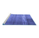 Sideview of Machine Washable Persian Blue Traditional Rug, wshtr4321blu