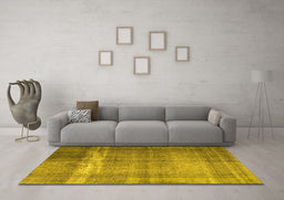 Machine Washable Persian Yellow Traditional Rug in a Living Room, wshtr4321yw