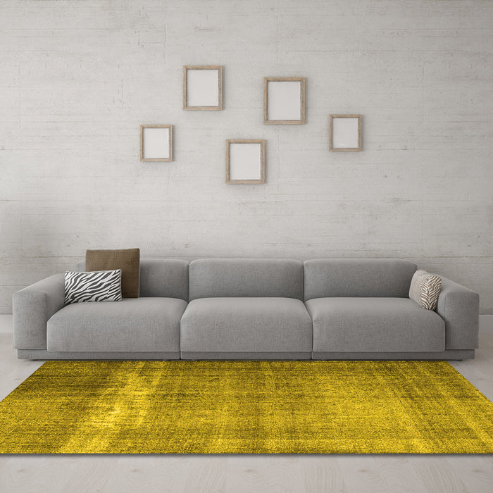 Machine Washable Persian Yellow Traditional Rug in a Living Room, wshtr4321yw