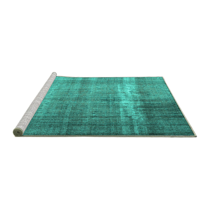 Sideview of Machine Washable Persian Turquoise Traditional Area Rugs, wshtr4321turq