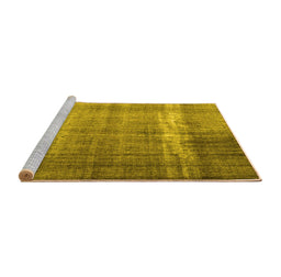 Sideview of Machine Washable Persian Yellow Traditional Rug, wshtr4321yw