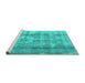 Sideview of Machine Washable Persian Turquoise Traditional Area Rugs, wshtr4322turq