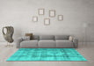 Machine Washable Persian Turquoise Traditional Area Rugs in a Living Room,, wshtr4322turq