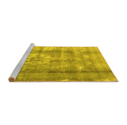 Sideview of Machine Washable Persian Yellow Traditional Rug, wshtr4322yw