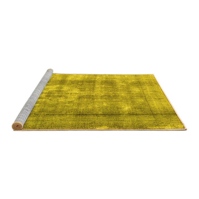 Sideview of Machine Washable Persian Yellow Traditional Rug, wshtr4322yw