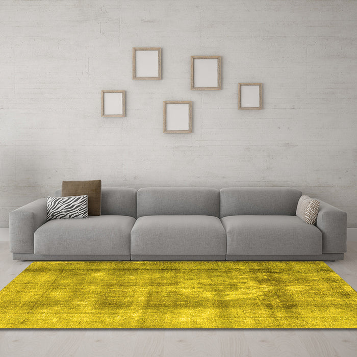 Machine Washable Persian Yellow Traditional Rug in a Living Room, wshtr4322yw