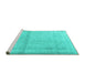 Sideview of Machine Washable Persian Turquoise Traditional Area Rugs, wshtr4323turq