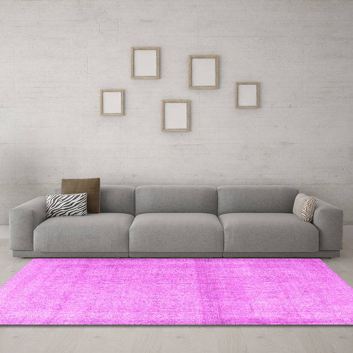 Machine Washable Persian Pink Traditional Rug in a Living Room, wshtr4323pnk