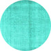 Round Persian Turquoise Traditional Rug, tr4323turq