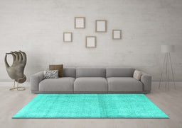 Machine Washable Persian Turquoise Traditional Area Rugs in a Living Room,, wshtr4323turq