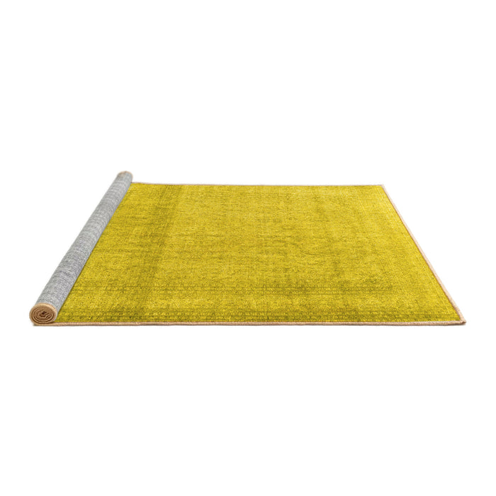 Sideview of Machine Washable Persian Yellow Traditional Rug, wshtr4323yw