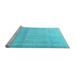 Sideview of Machine Washable Persian Light Blue Traditional Rug, wshtr4323lblu