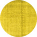 Round Persian Yellow Traditional Rug, tr4323yw