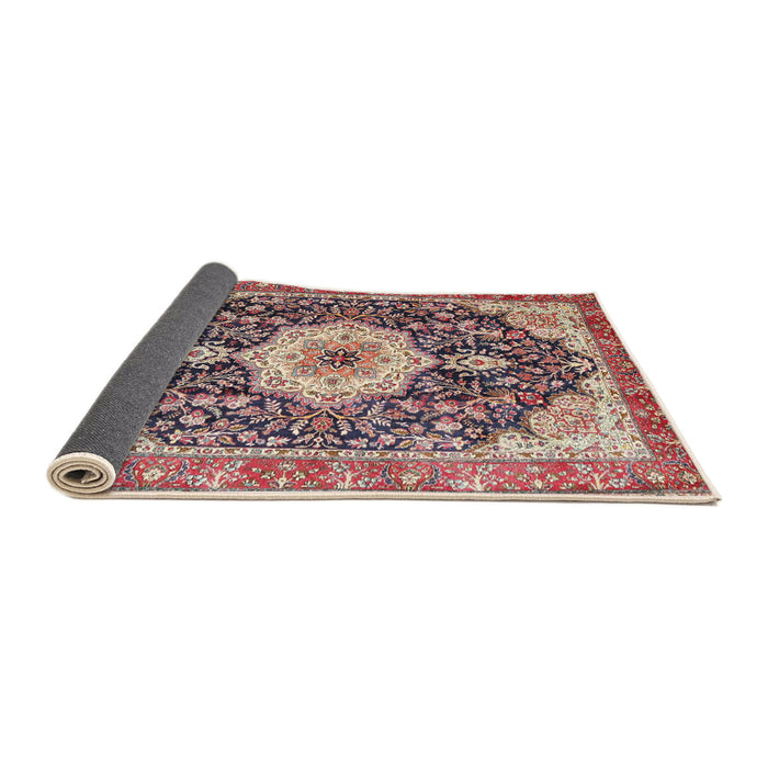Sideview of Traditional Light French Beige Brown Medallion Rug, tr4324