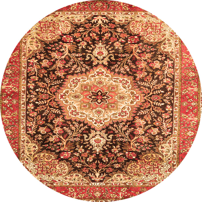 Machine Washable Medallion Orange Traditional Area Rugs, wshtr4324org