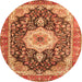 Machine Washable Medallion Orange Traditional Area Rugs, wshtr4324org