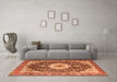 Machine Washable Medallion Orange Traditional Area Rugs in a Living Room, wshtr4324org