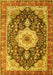 Machine Washable Medallion Yellow Traditional Rug, wshtr4324yw