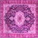 Square Machine Washable Medallion Pink Traditional Rug, wshtr4324pnk