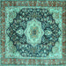 Square Medallion Turquoise Traditional Rug, tr4324turq