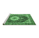 Sideview of Machine Washable Medallion Emerald Green Traditional Area Rugs, wshtr4324emgrn