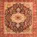 Serging Thickness of Medallion Orange Traditional Rug, tr4324org