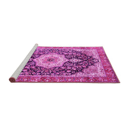 Sideview of Machine Washable Medallion Pink Traditional Rug, wshtr4324pnk