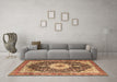 Machine Washable Medallion Brown Traditional Rug in a Living Room,, wshtr4324brn