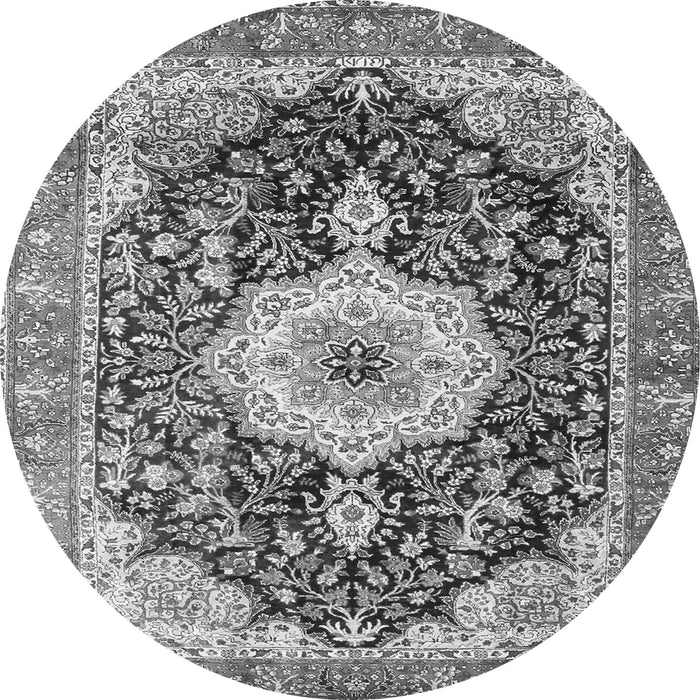 Machine Washable Medallion Gray Traditional Rug, wshtr4324gry