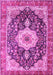 Machine Washable Medallion Pink Traditional Rug, wshtr4324pnk