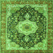 Round Machine Washable Medallion Green Traditional Area Rugs, wshtr4324grn