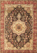 Machine Washable Medallion Brown Traditional Rug, wshtr4324brn