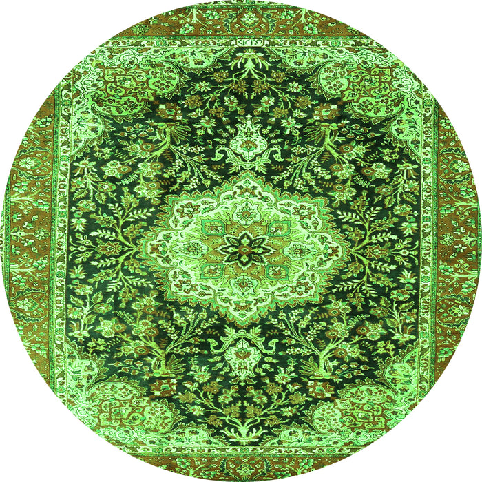 Square Medallion Green Traditional Rug, tr4324grn