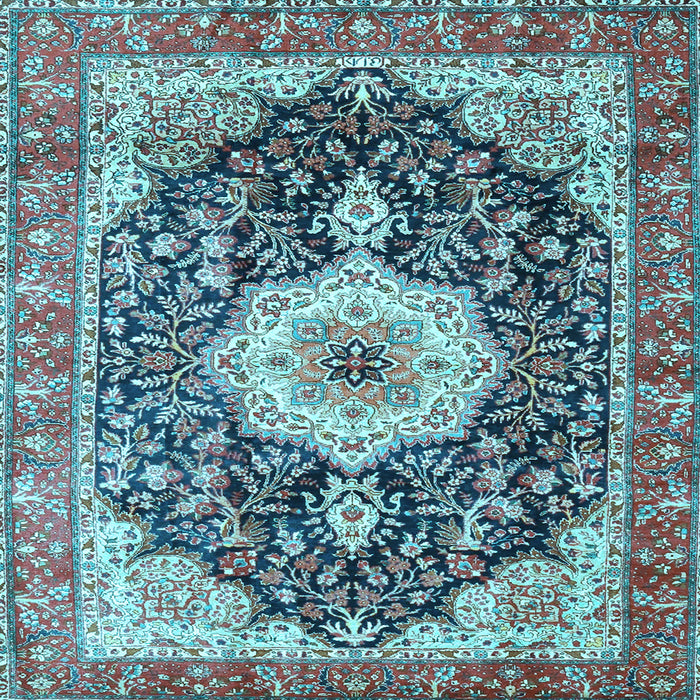 Square Medallion Light Blue Traditional Rug, tr4324lblu