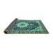 Sideview of Medallion Turquoise Traditional Rug, tr4324turq