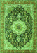 Serging Thickness of Machine Washable Medallion Green Traditional Area Rugs, wshtr4324grn