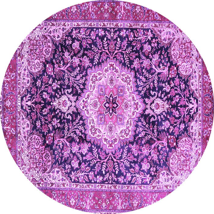 Round Medallion Purple Traditional Rug, tr4324pur