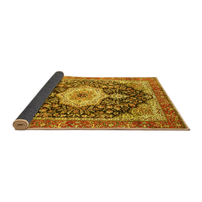 Sideview of Medallion Yellow Traditional Rug, tr4324yw