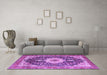 Machine Washable Medallion Purple Traditional Area Rugs in a Living Room, wshtr4324pur