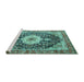 Sideview of Machine Washable Medallion Turquoise Traditional Area Rugs, wshtr4324turq