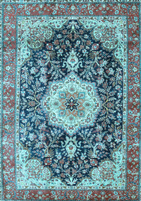 Medallion Light Blue Traditional Rug, tr4324lblu