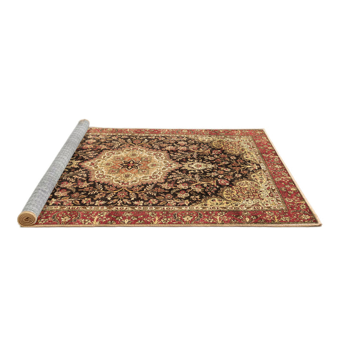 Sideview of Machine Washable Medallion Brown Traditional Rug, wshtr4324brn