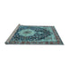 Sideview of Machine Washable Medallion Light Blue Traditional Rug, wshtr4324lblu